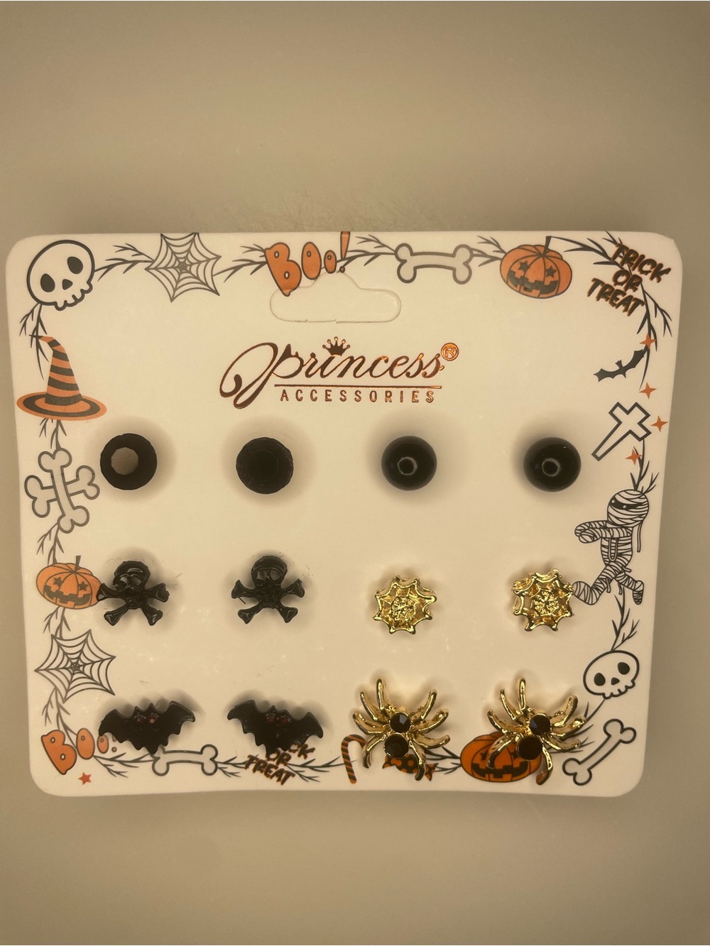 Halloween Earring Set - Black & Gold Studs
